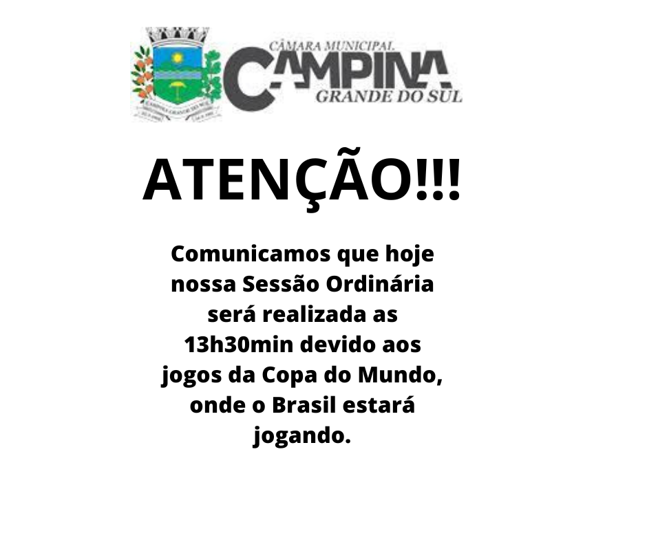 ATENÇÃO AO HORÁRIO DA SESSÃO ORDINÁRIA NO DIA 05/12/2022