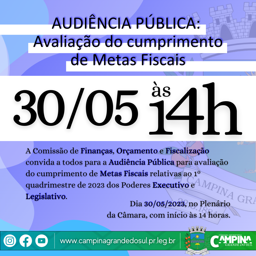 AUDIÊNCIA PÚBLICA: Avaliação do Cumprimento de Metas Fiscais