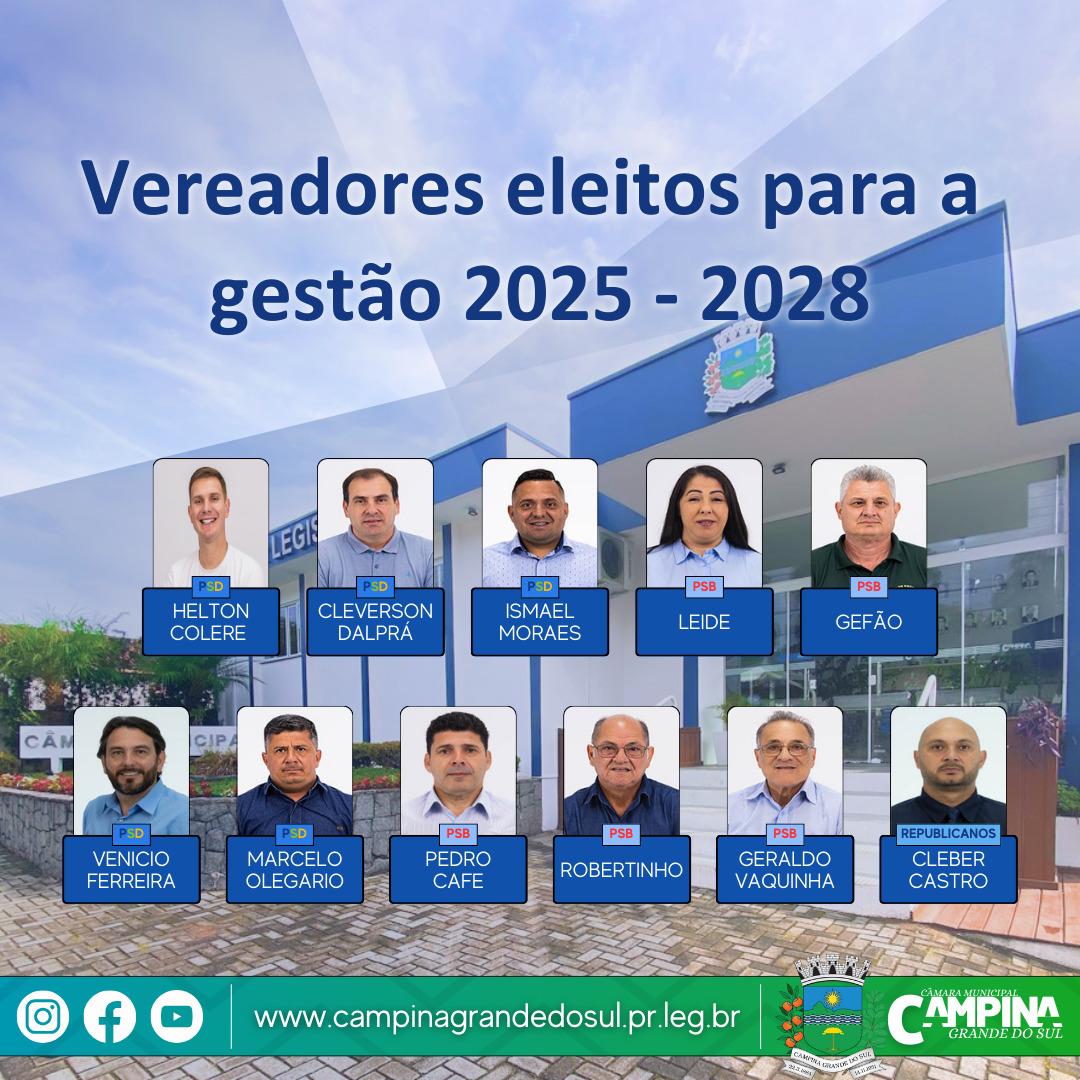 Confira os vereadores e vereadoras eleitos para a legislatura 2025-2028