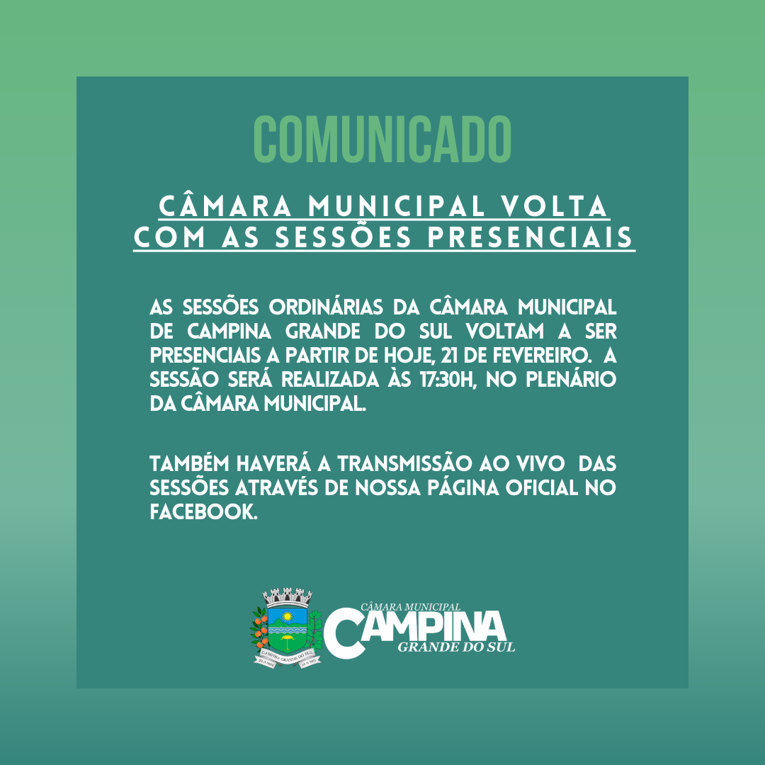 CÂMARA MUNICIPAL VOLTA COM AS SESSÕES PRESENCIAIS