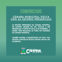 CÂMARA MUNICIPAL VOLTA COM AS SESSÕES PRESENCIAIS