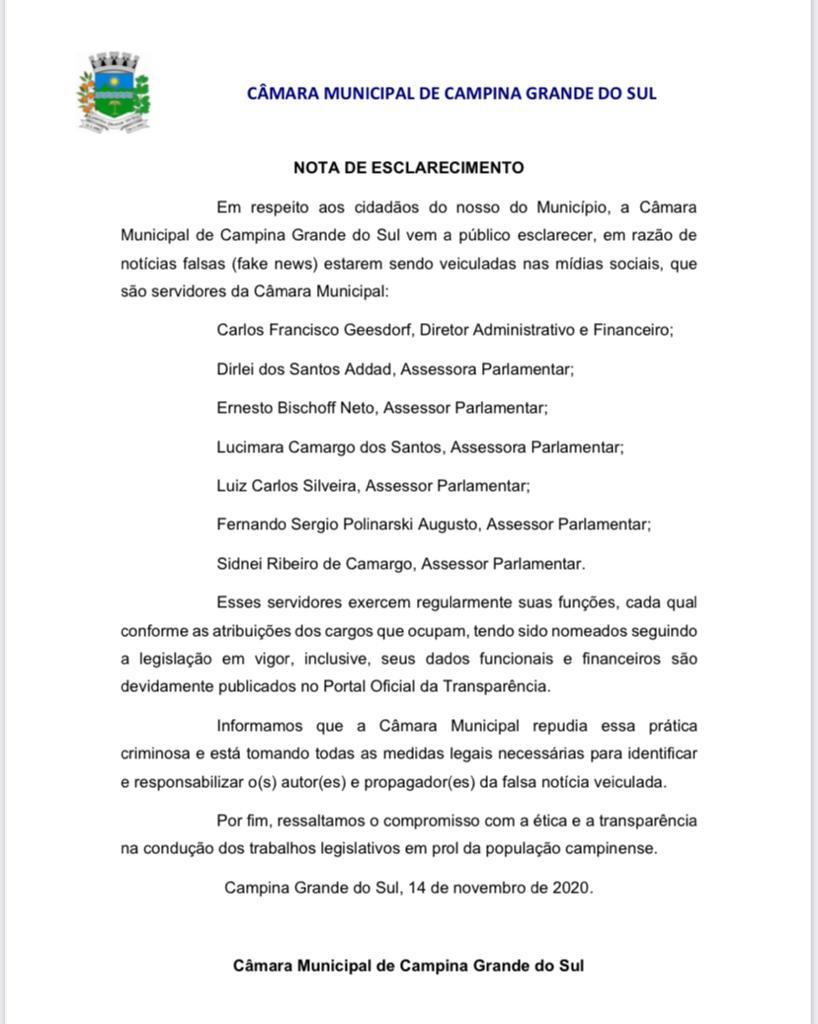 NOTA DE ESCLARECIMENTO